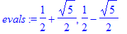 evals := 1/2+1/2*5^(1/2), 1/2-1/2*5^(1/2)