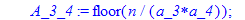 B2 := proc (a_1, a_2, a_3, a_4, n::integer) local A_1, A_2, A_3, A_4, A_1_2, A_1_3, A_1_4, A_2_3, A_2_4, A_3_4, A_1_2_3, A_1_2_4, A_1_3_4, A_2_3_4, A_1_2_3_4; A_1 := floor(n/a_1); A_2 := floor(n/a_2); ...