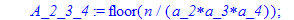 B2 := proc (a_1, a_2, a_3, a_4, n::integer) local A_1, A_2, A_3, A_4, A_1_2, A_1_3, A_1_4, A_2_3, A_2_4, A_3_4, A_1_2_3, A_1_2_4, A_1_3_4, A_2_3_4, A_1_2_3_4; A_1 := floor(n/a_1); A_2 := floor(n/a_2); ...