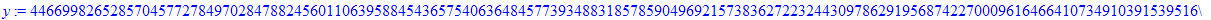 y := 446699826528570457727849702847882456011063958845436575406364845773934883185785904969215738362722324430978629195687422700096164664107349103915395164169538874261