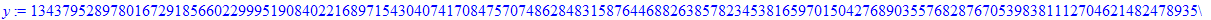 y := 1343795289780167291856602299951908402216897154304074170847570748628483158764468826385782345381659701504276890355768287670539838111270462148247893555697801721742