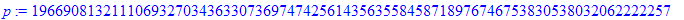 p := 19669081321110693270343633073697474256143563558458718976746753830538032062222257