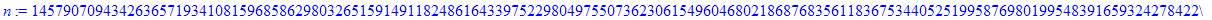 n := 1457907094342636571934108159685862980326515914911824861643397522980497550736230615496046802186876835611836753440525199587698019954839165932427842278373706998741